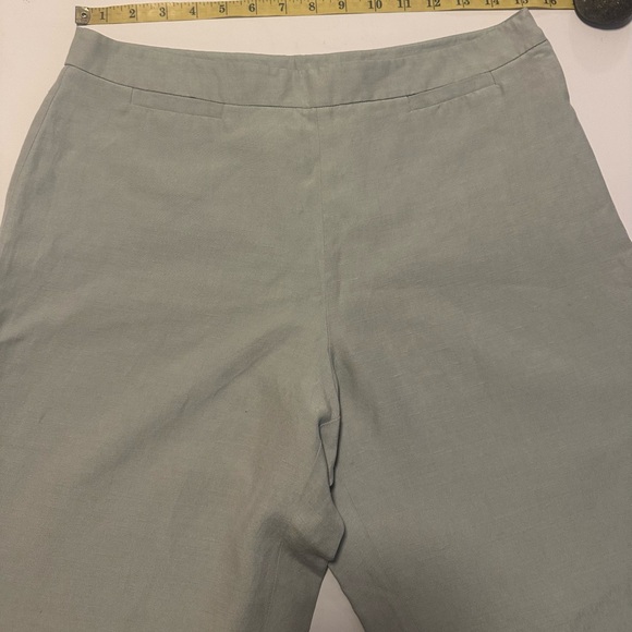 SIGRID OLSON Women's Size 8 Petite Pants Side Zip Light Green Silk Linen Career - Picture 7 of 7